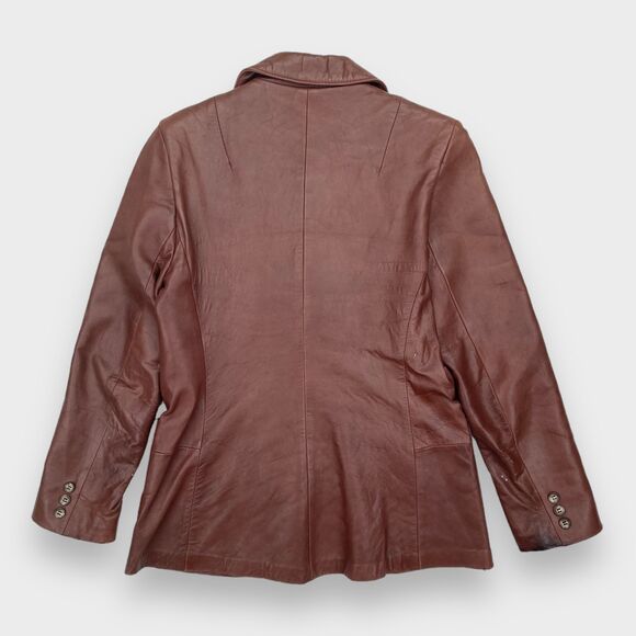 Amen Wardy Vintage Single Breasted Leather Jacket Brown Women's Small/Medium - Picture 9 of 13